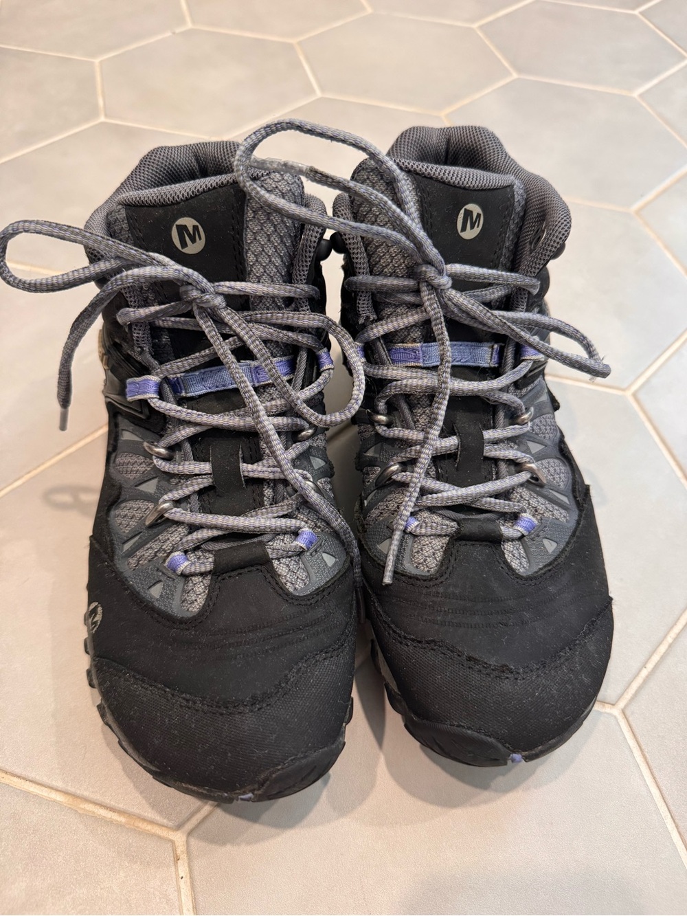 Merrell Black and Gray Lace-Up Hiking Boots